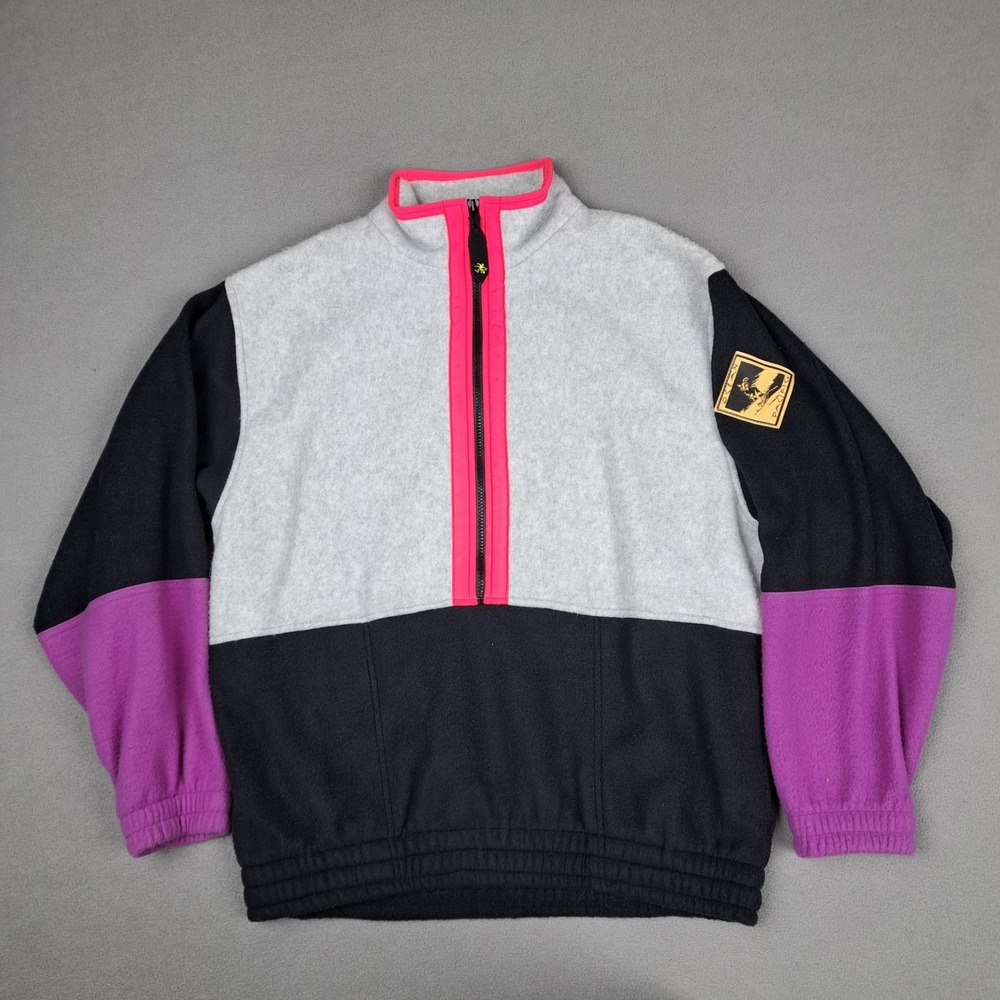 Vintage Ocean Pacific Fleece Jacket Mens Medium Colorblock Neon Ski Patch 90s EC